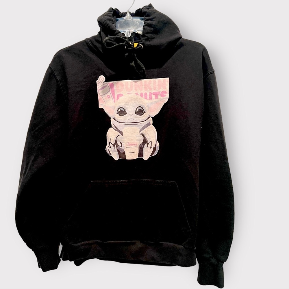 Baby Yoda Dunkin Donuts Black Hoodie Sweatshirt by Celebrity Style Sz S